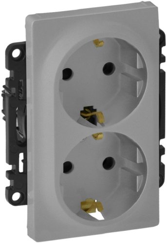 Розетка с заземлением без рамки Legrand Valena Life 1-м. 2 мод. шторки алюминий картинка